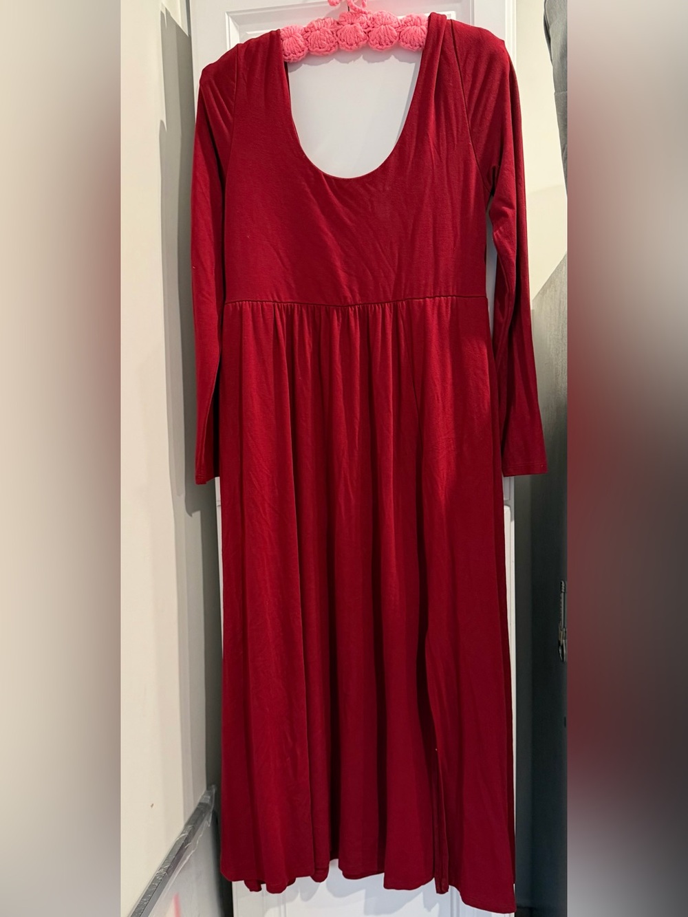 Women’s A New Day Long Sleeve Red Scoop Neck Dress